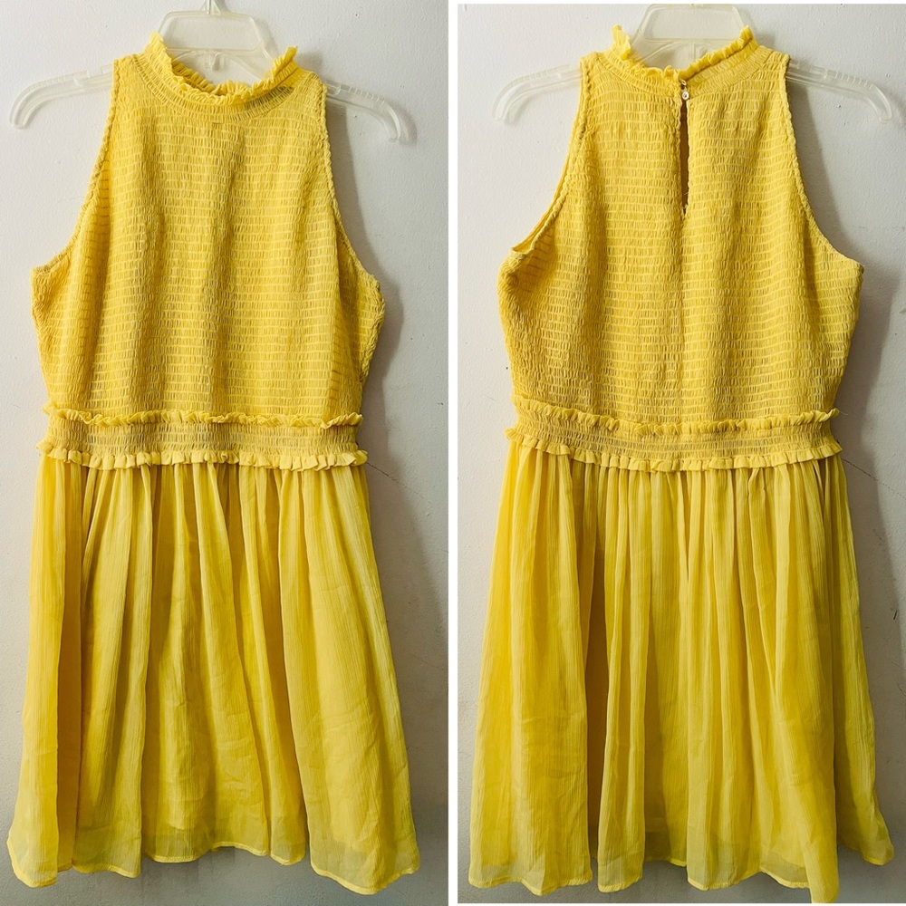Zara Yellow Smocked Mini Dress